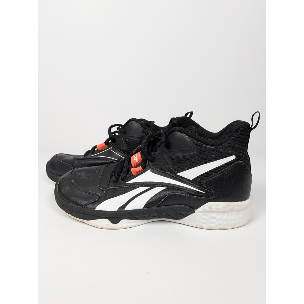Boys Size 3 Reebok High Top Basketball Shoes- Black And White
